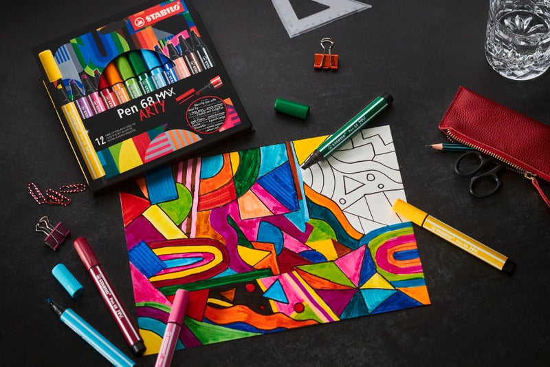 STABILO Premium Fiber-Tip Pen with Chisel Tip Pen 68 MAX - ARTY - Pack of 24 - Assorted Colors - Image 5